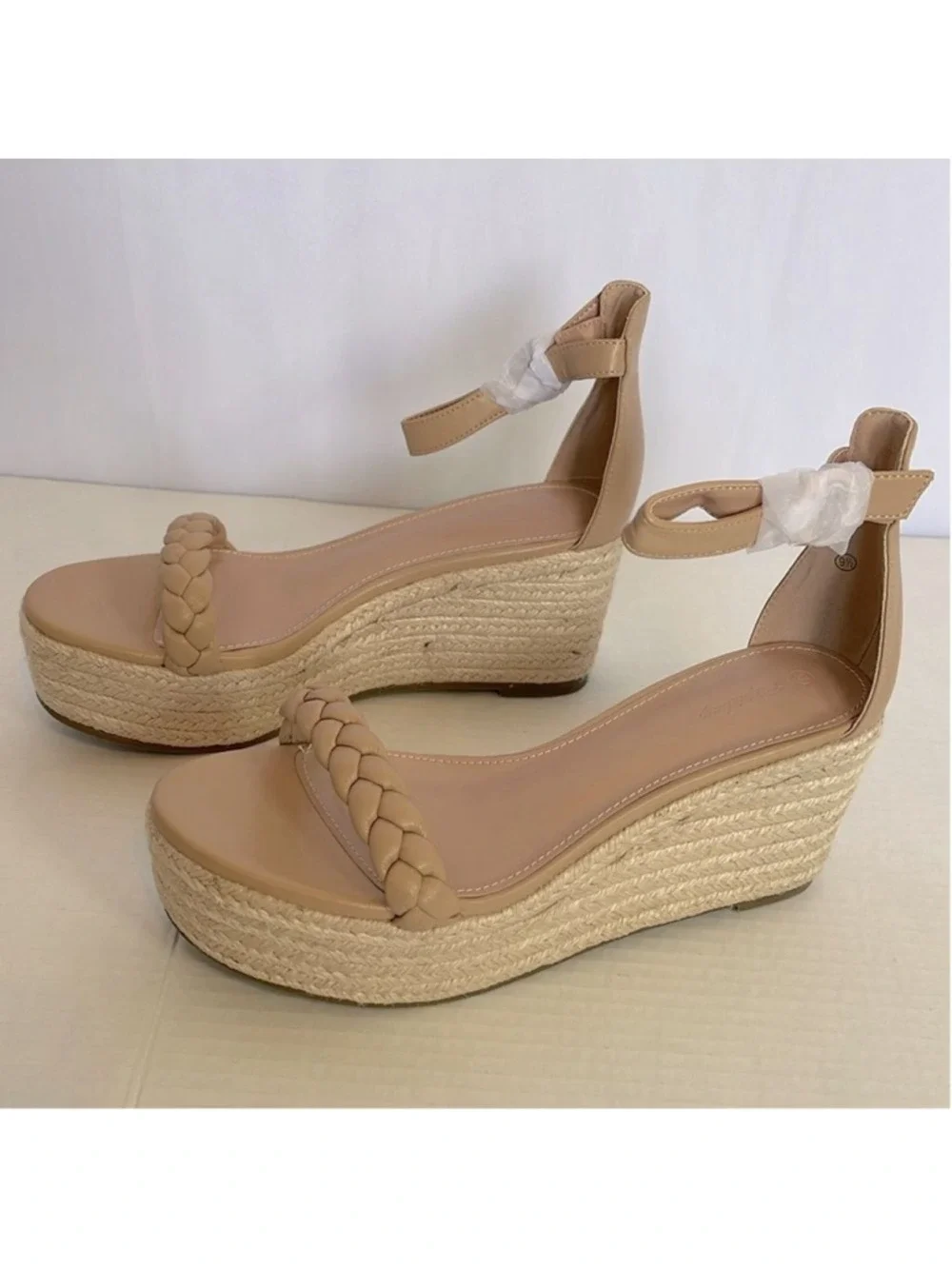 NEW Piepiebuy Wedge Platform Espadrille Sandals Women's Size 9.5 Tan Coastal